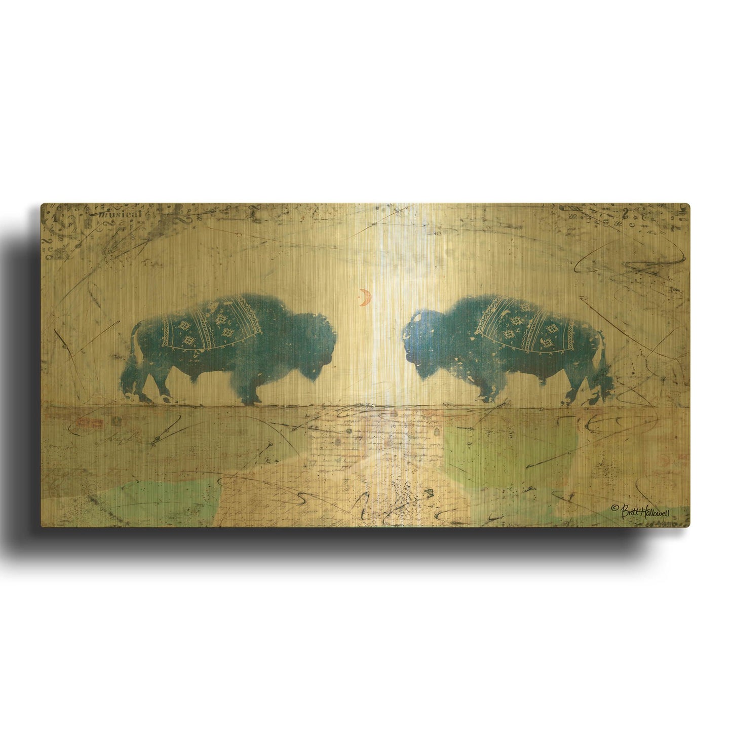 'Patchwork Quilt of Life' By Britt Hallowell Gold Metal Wall Art