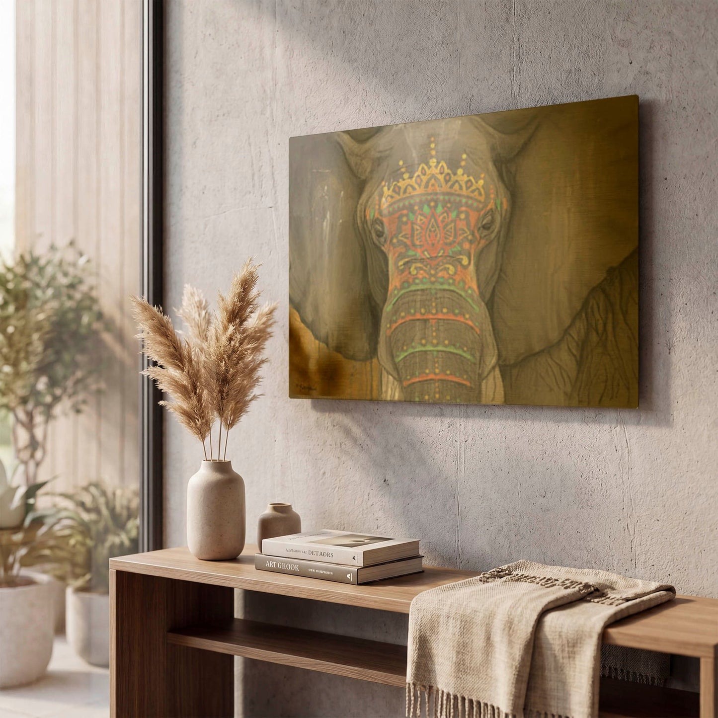 'Tattooed Elephant' By Britt Hallowell Gold Metal Wall Art