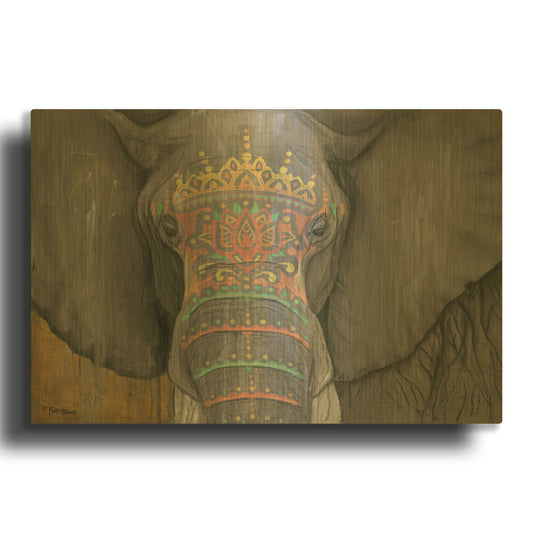 'Tattooed Elephant' By Britt Hallowell Gold Metal Wall Art