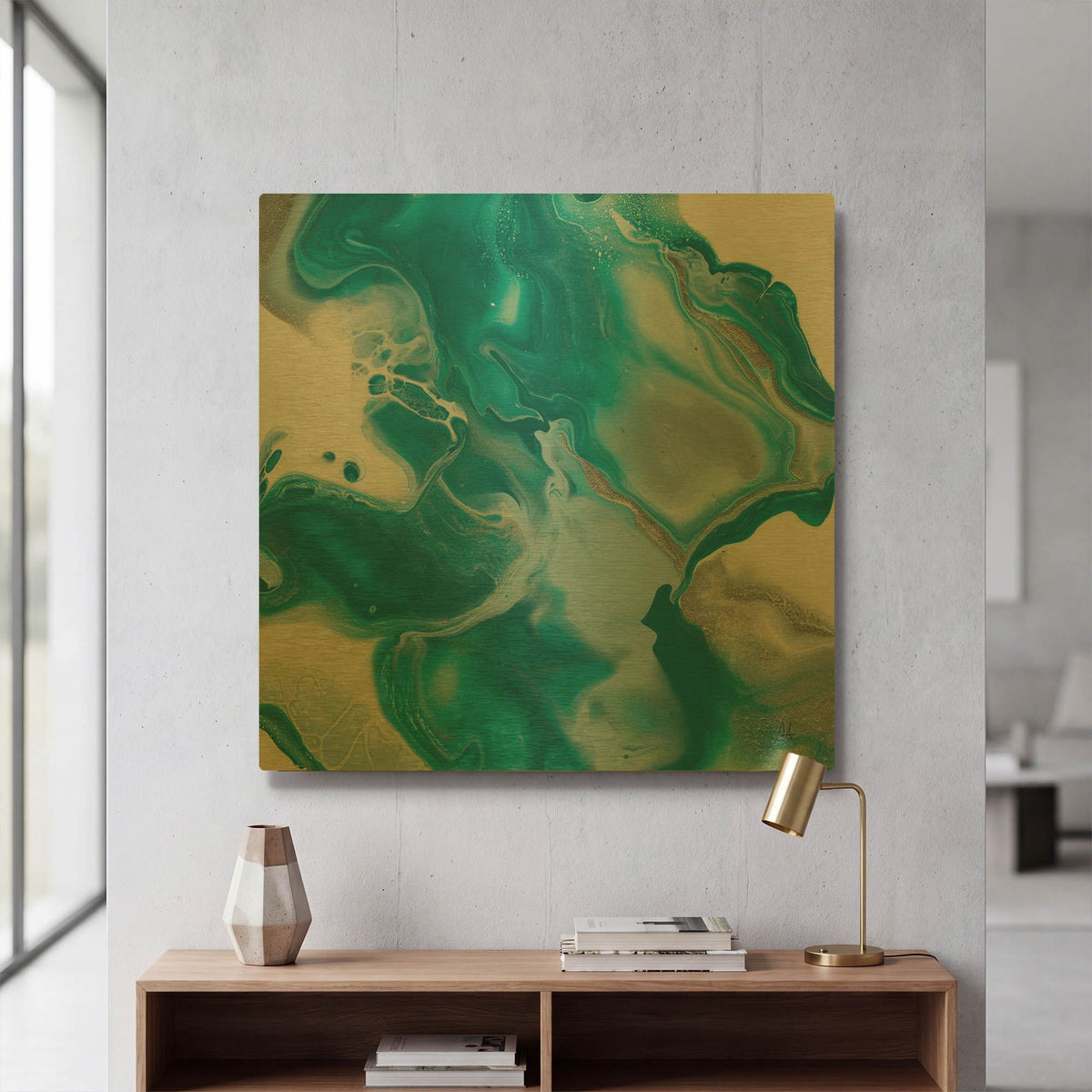 'Blue Lagoon 1' By Sarah Adams Gold Metal Wall Art