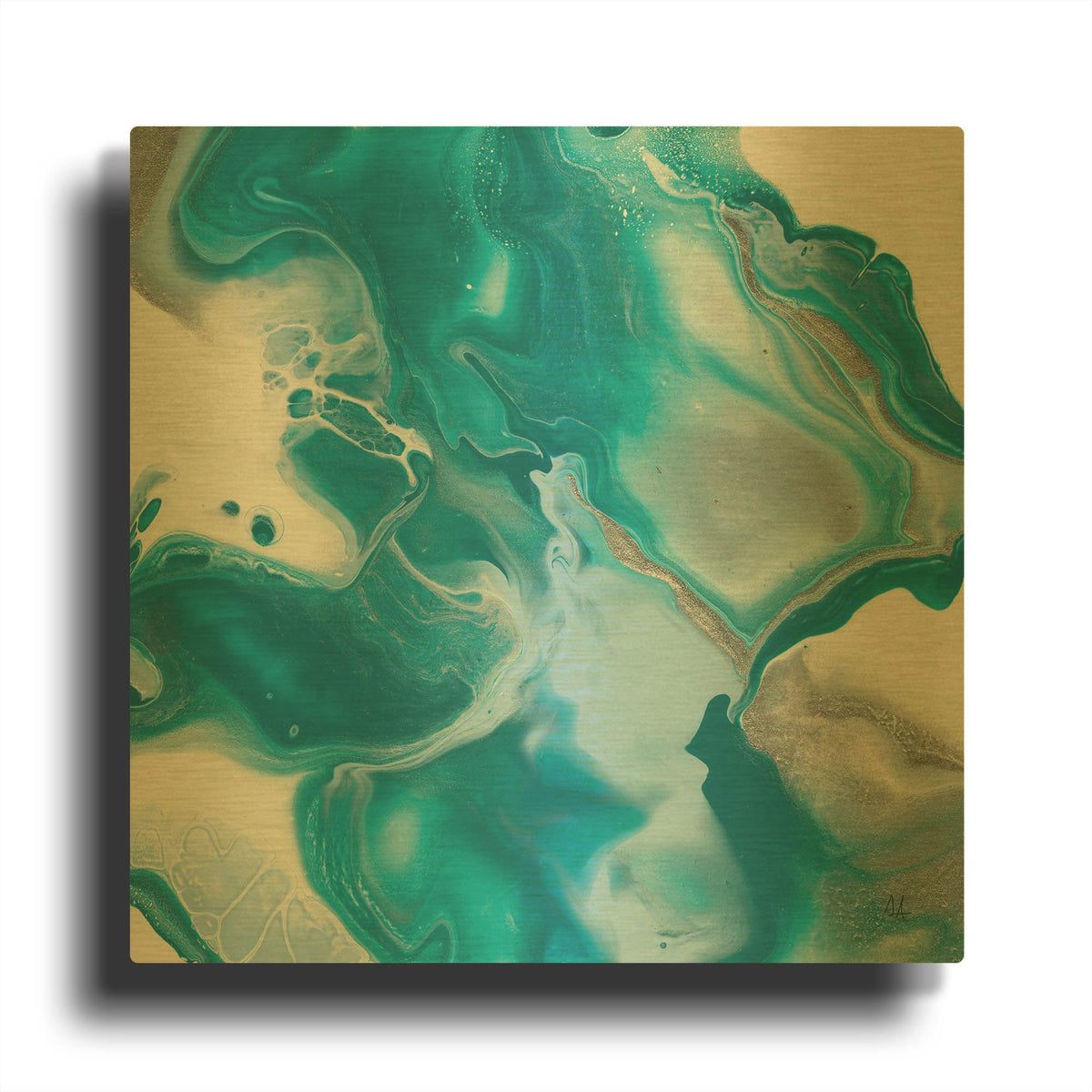 'Blue Lagoon 1' By Sarah Adams Gold Metal Wall Art