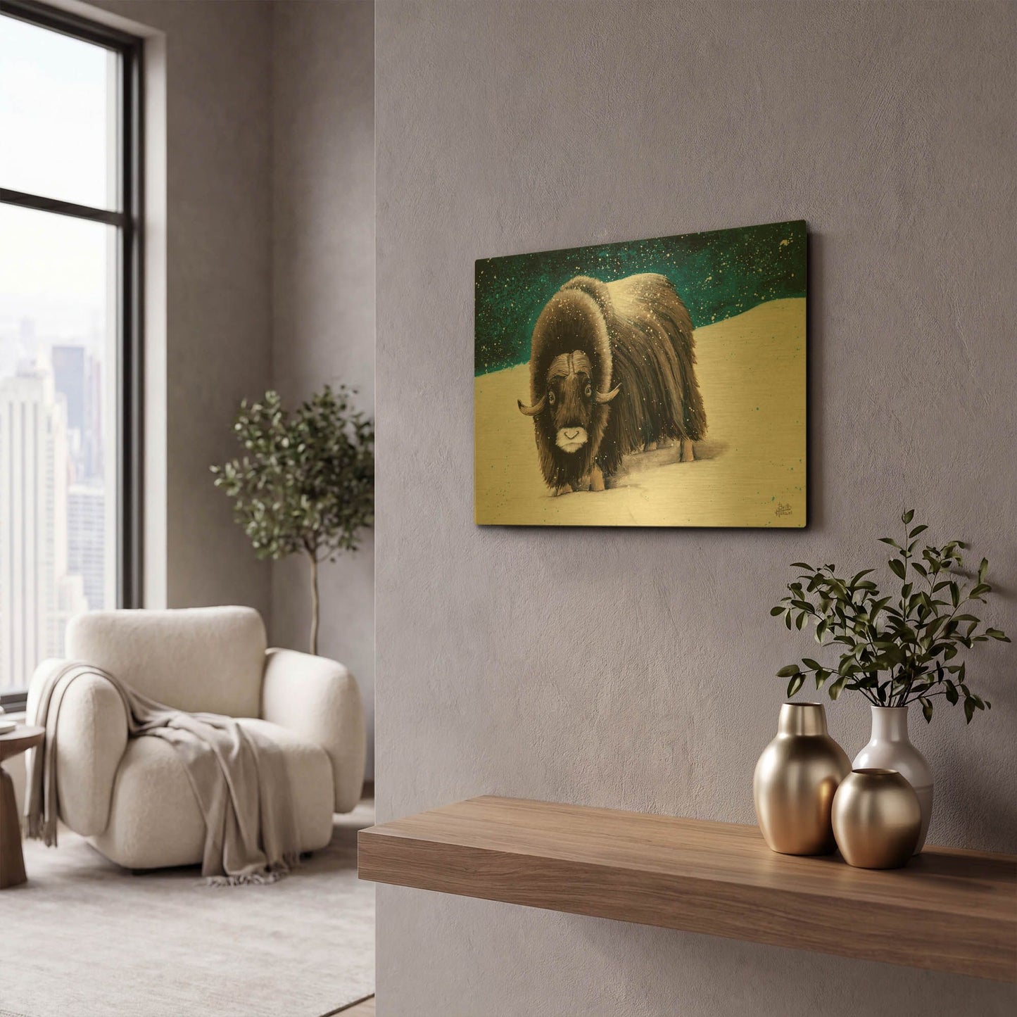 'Dressed for Winter' By Britt Hallowell Gold Metal Wall Art