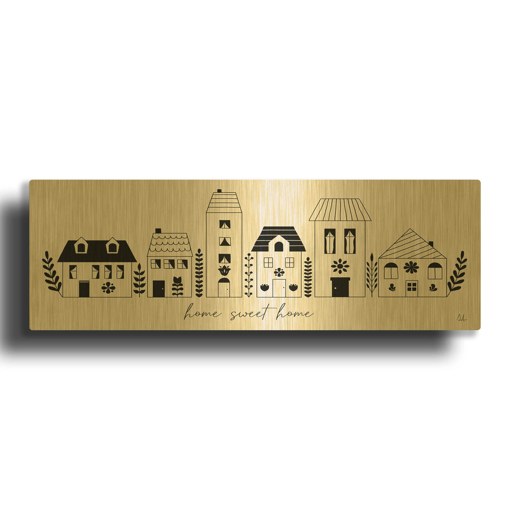 'Little Houses 2' By Sarah Adams Gold Metal Wall Art