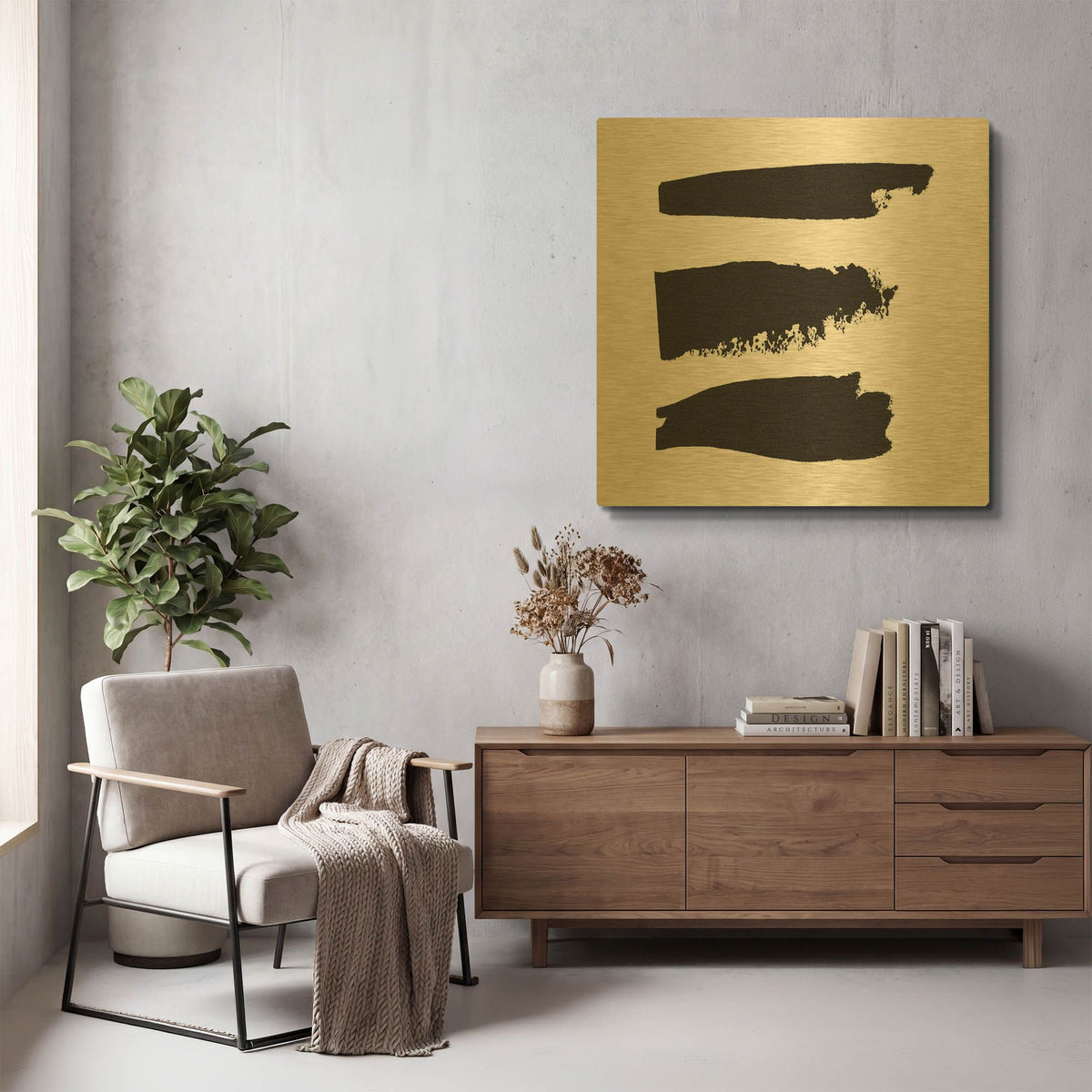 'Threes Company 1' By Sarah Adams Gold Metal Wall Art