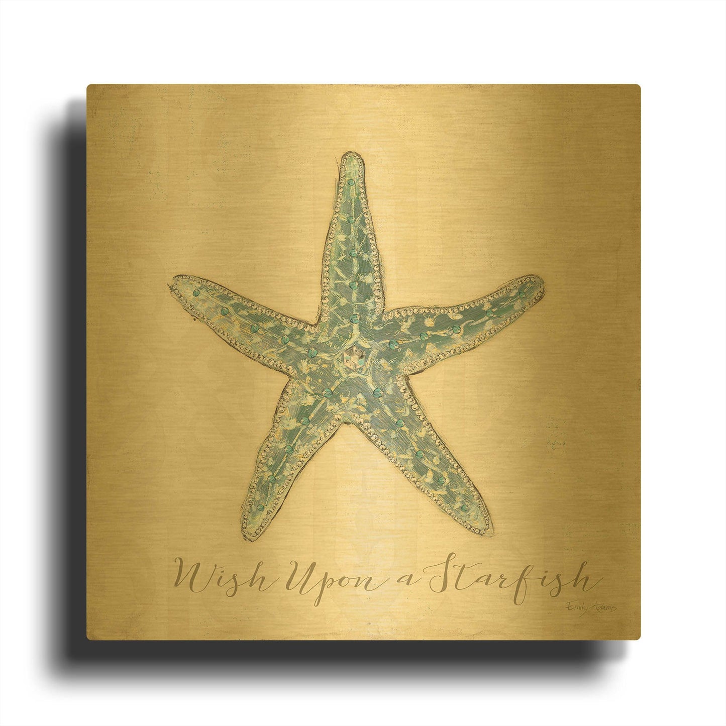 'Beach Treasures 2 Christmas' By Emily Adams Gold Metal Wall Art