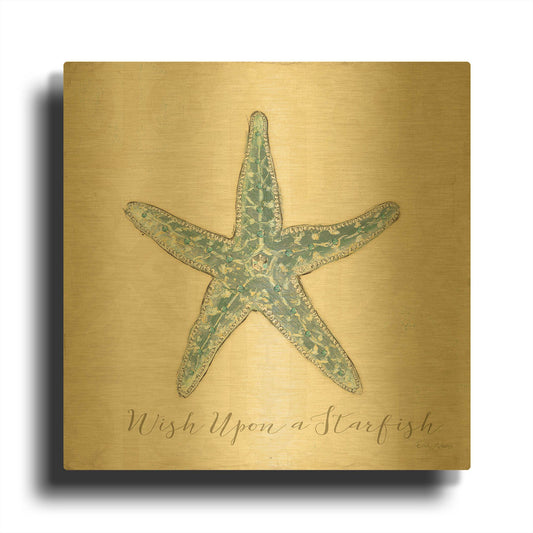 'Beach Treasures 2 Christmas' By Emily Adams Gold Metal Wall Art