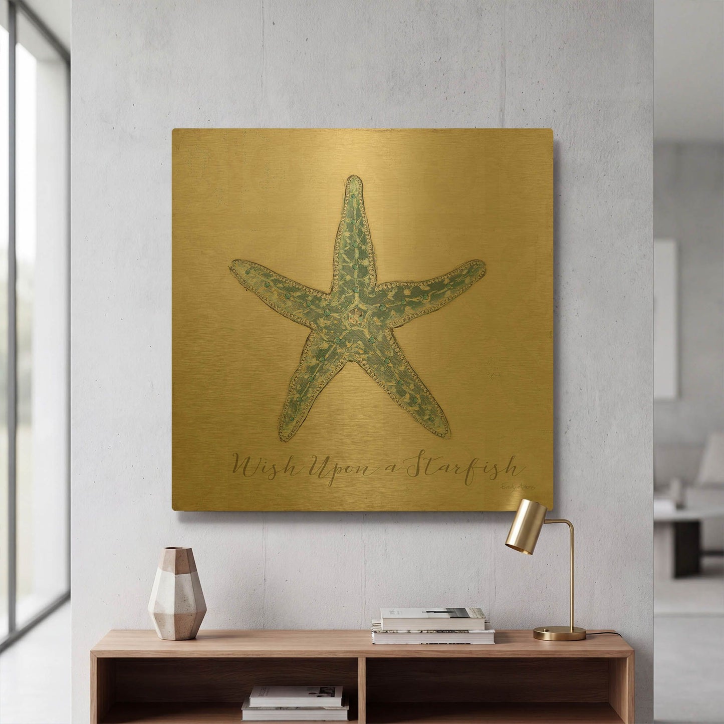 'Beach Treasures 2 Christmas' By Emily Adams Gold Metal Wall Art