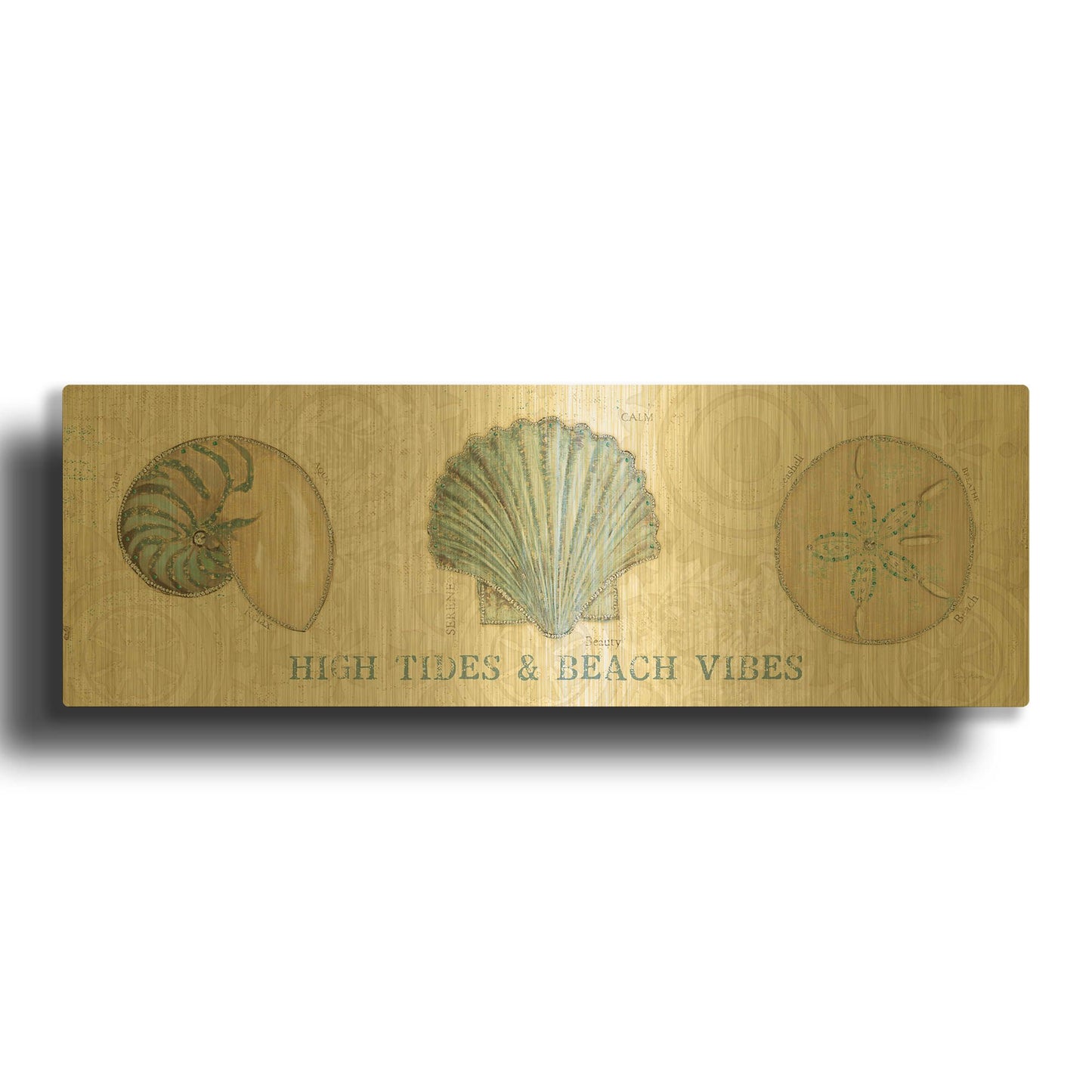 'Beach Treasures 3' By Emily Adams Gold Metal Wall Art