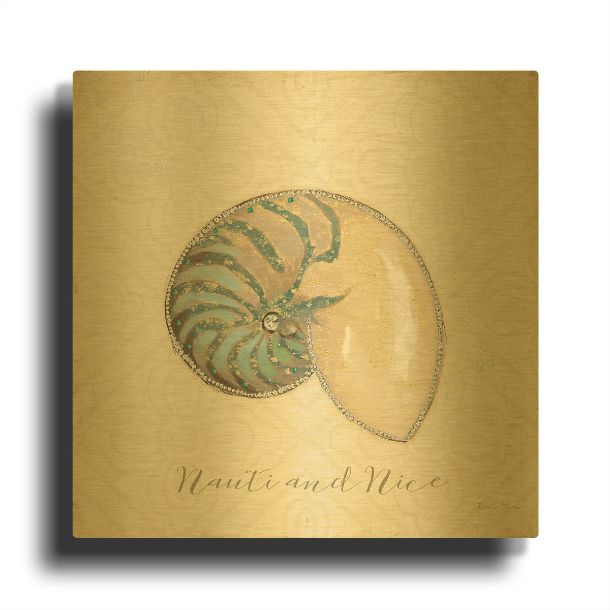 'Beach Treasures 3 Christmas' By Emily Adams Gold Metal Wall Art