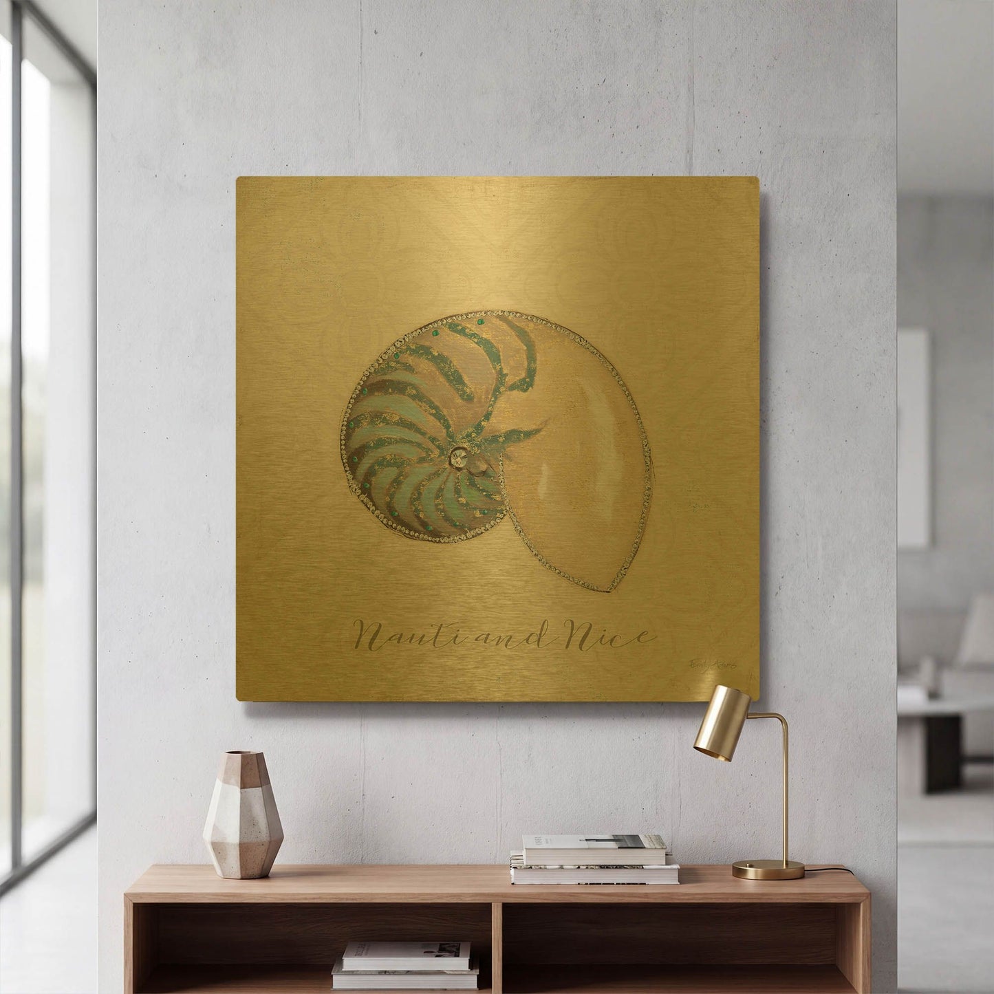 'Beach Treasures 3 Christmas' By Emily Adams Gold Metal Wall Art