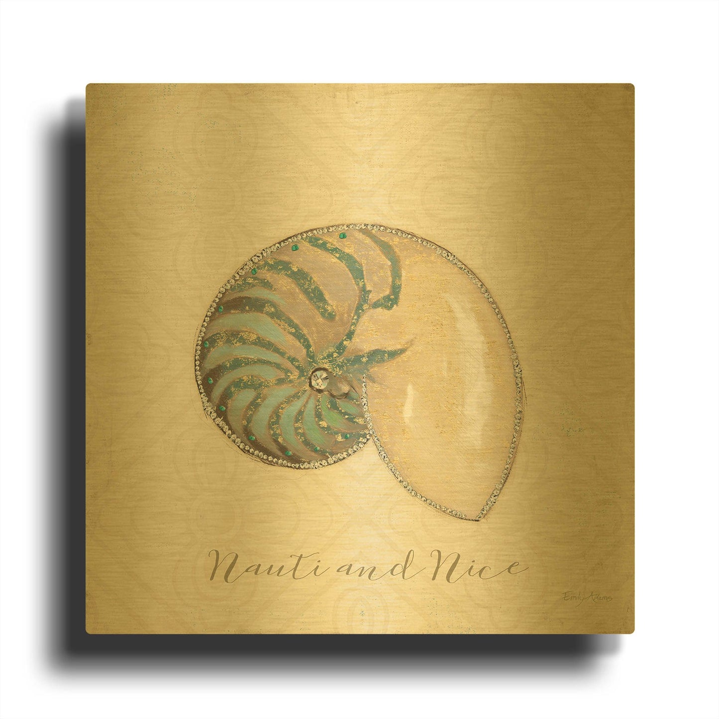 'Beach Treasures 3 Christmas' By Emily Adams Gold Metal Wall Art