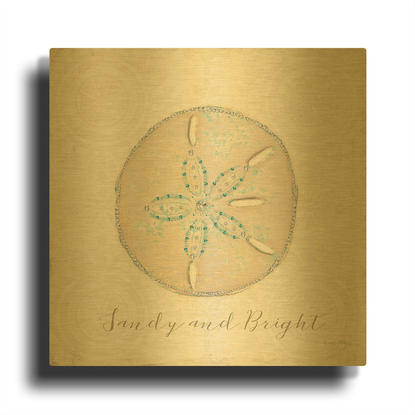 'Beach Treasures 4 Christmas' By Emily Adams Gold Metal Wall Art