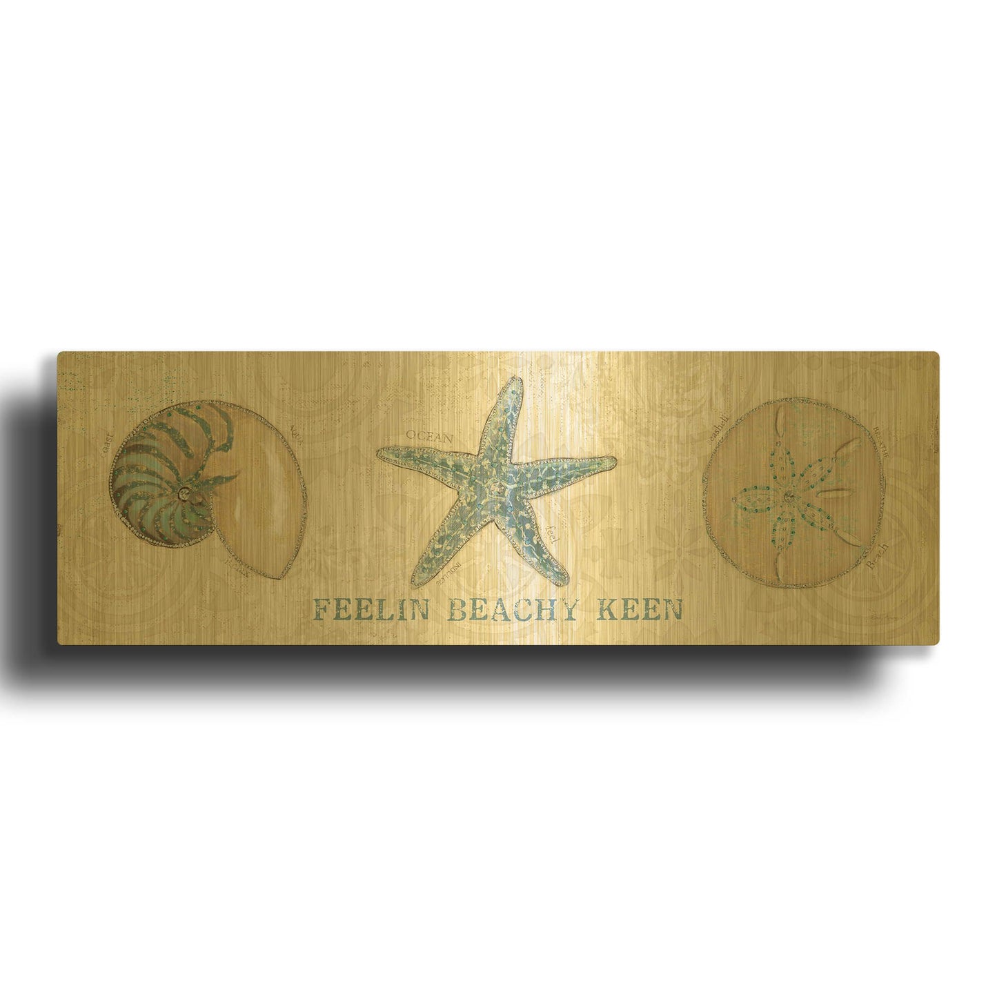 'Beach Treasures 7' By Emily Adams Gold Metal Wall Art