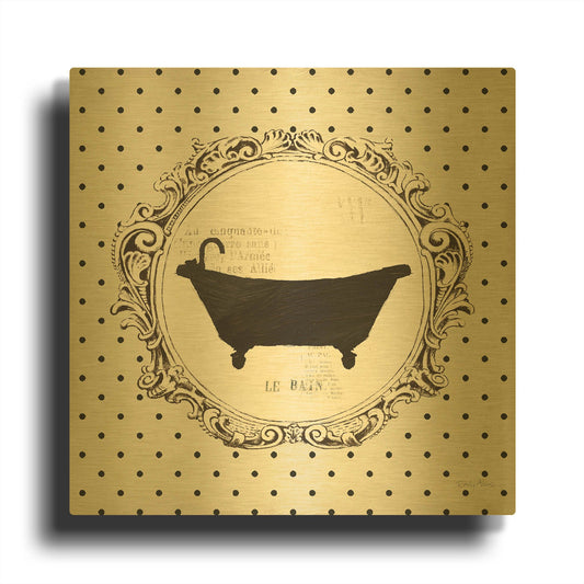 'Cartouche Bath' By Emily Adams Gold Metal Wall Art