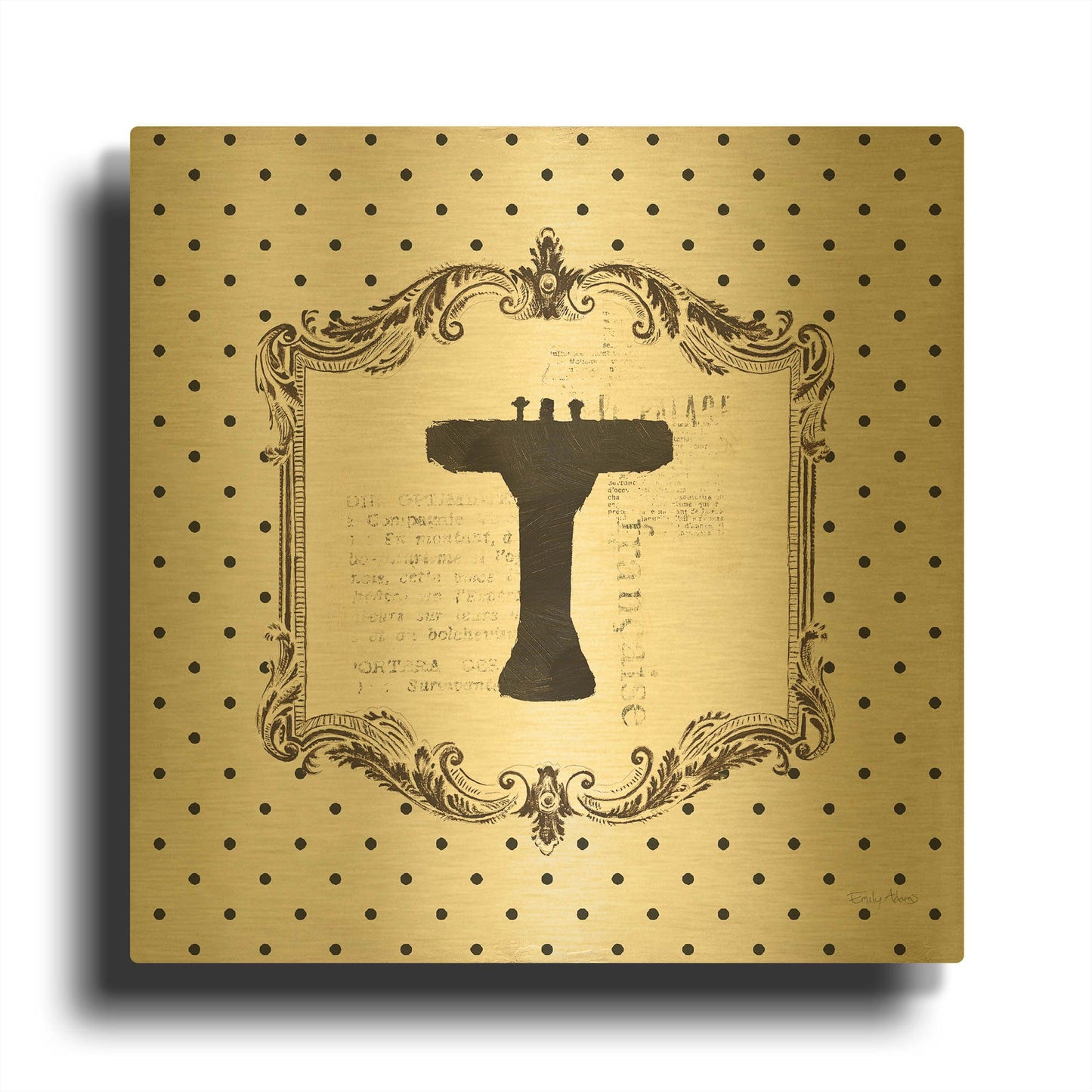 'Cartouche Sink' By Emily Adams Gold Metal Wall Art