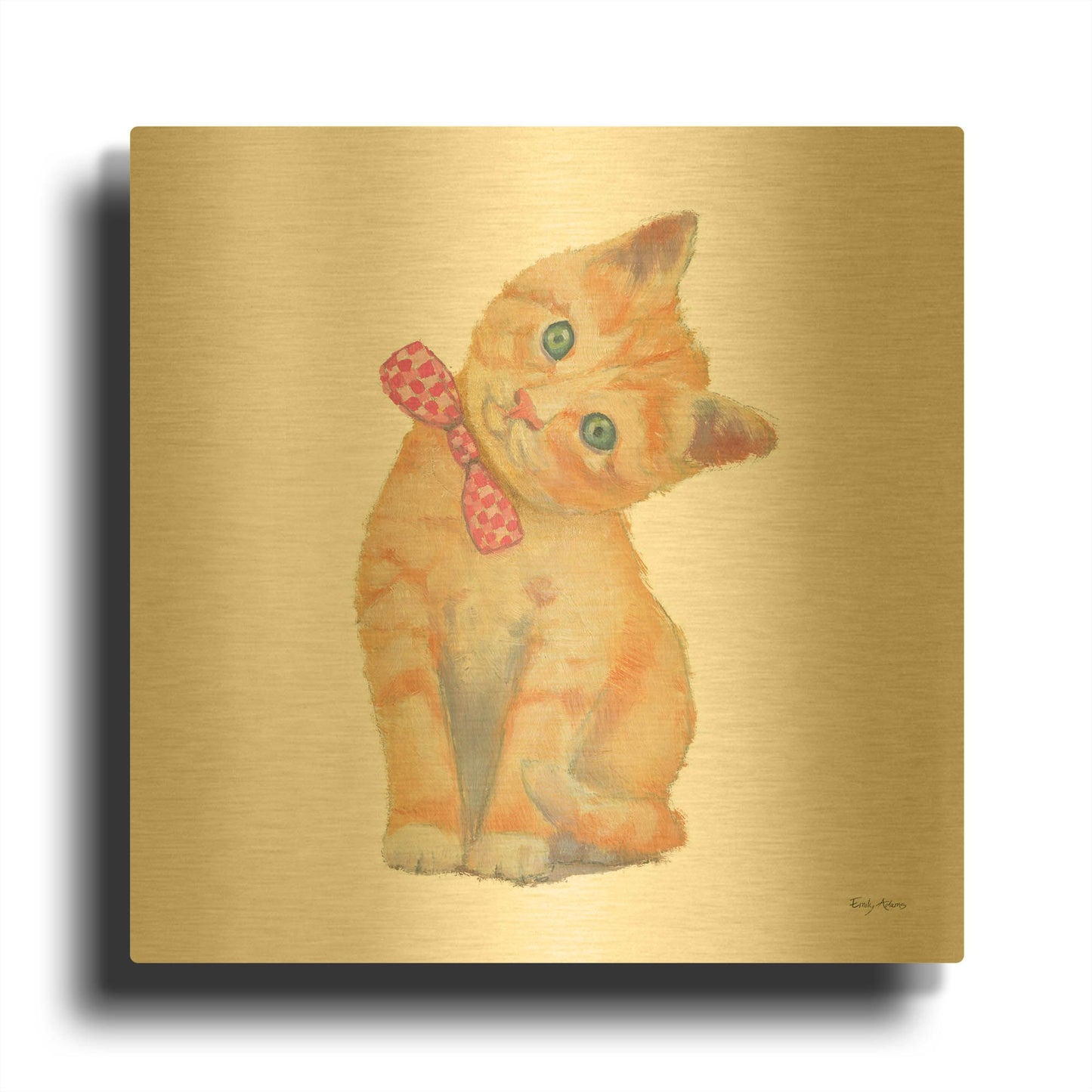 'Cutie Kitties 2' By Emily Adams Gold Metal Wall Art