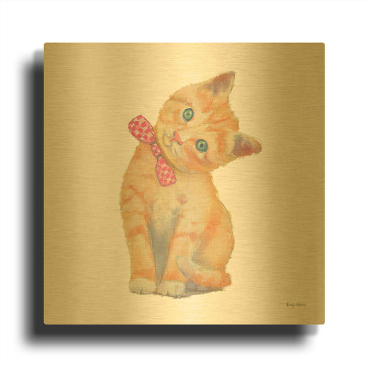 'Cutie Kitties 2' By Emily Adams Gold Metal Wall Art