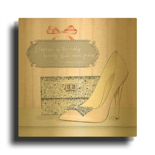 'Elegance is the Only Beauty that Never Fades' By Emily Adams Gold Metal Wall Art