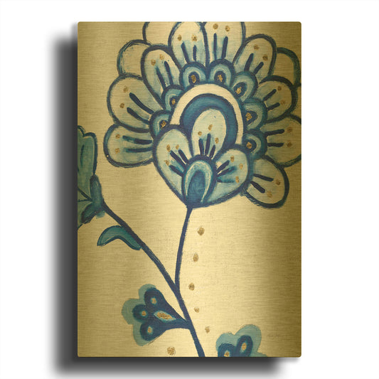 'Flora Chinoiserie 3' By Emily Adams Gold Metal Wall Art
