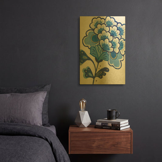 'Flora Chinoiserie 5' By Emily Adams Gold Metal Wall Art