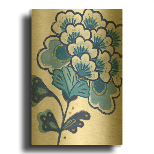 'Flora Chinoiserie 5' By Emily Adams Gold Metal Wall Art