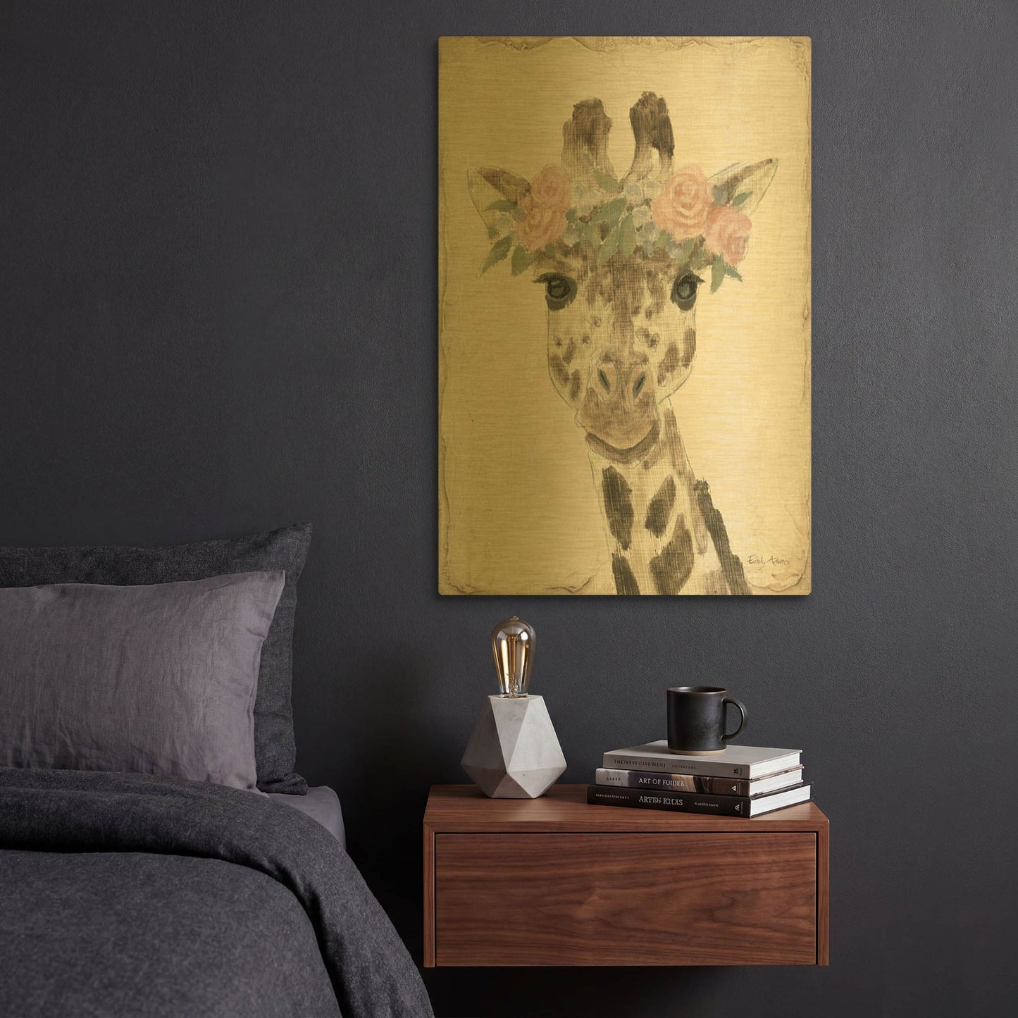 'Flower Friends 2 Neutral' By Emily Adams Gold Metal Wall Art