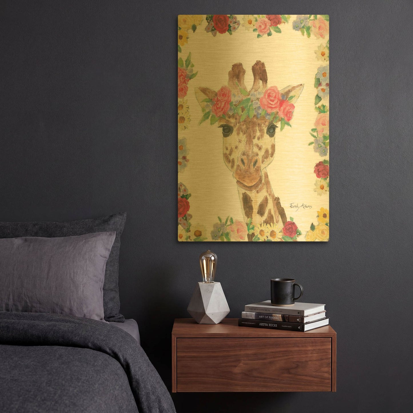'Flower Friends 2' By Emily Adams Gold Metal Wall Art