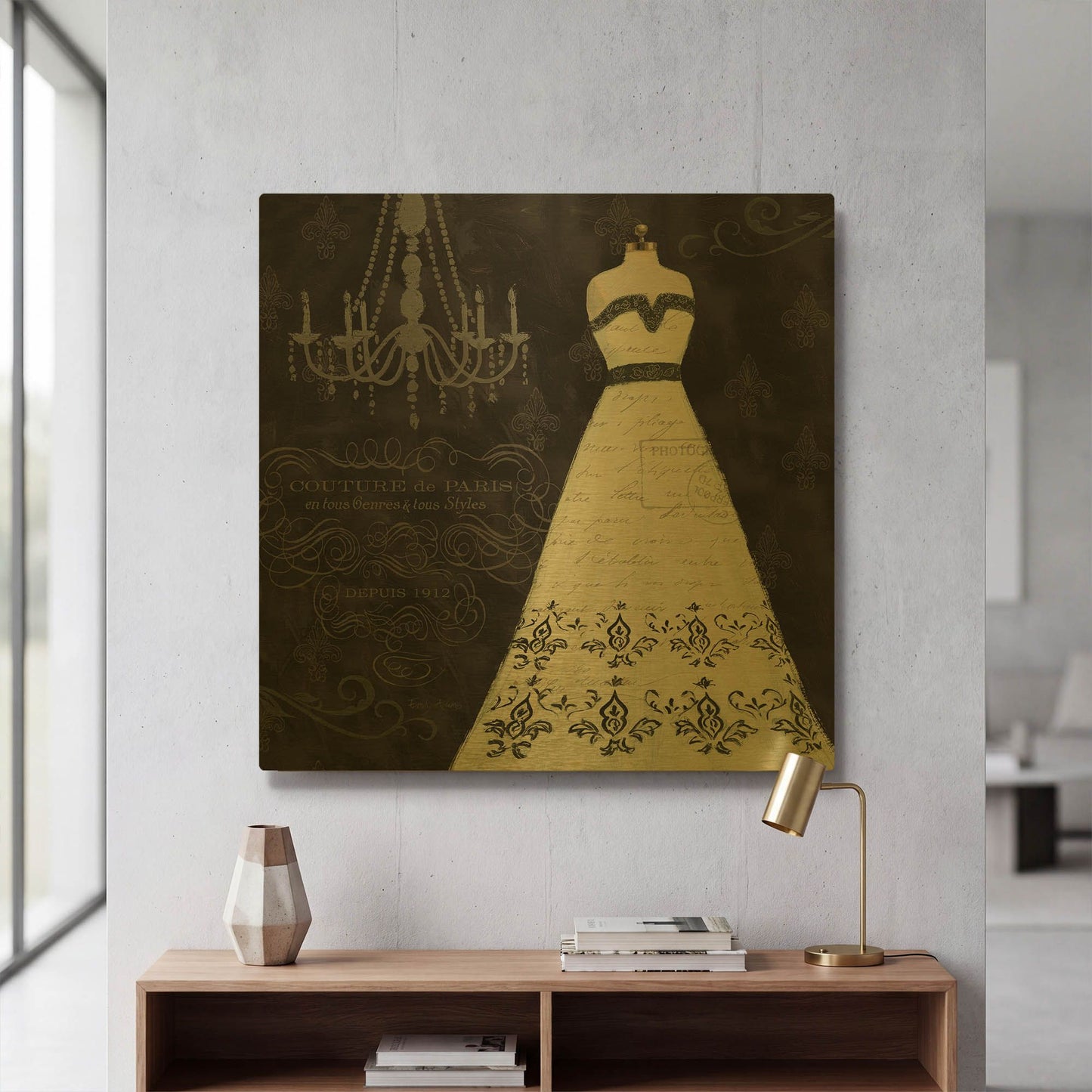'French Couture 2' By Emily Adams Gold Metal Wall Art
