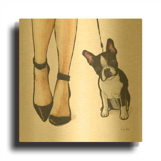 'Furry Fashion Friends 2' By Emily Adams Gold Metal Wall Art