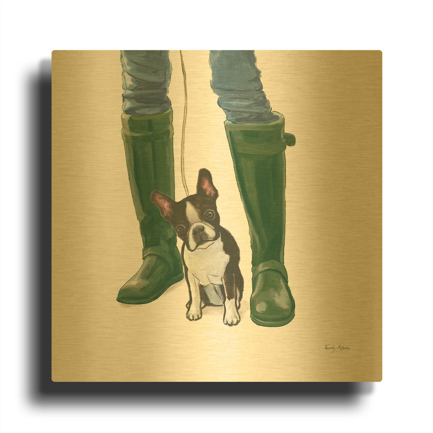 'Furry Fashion Friends 9' By Emily Adams Gold Metal Wall Art