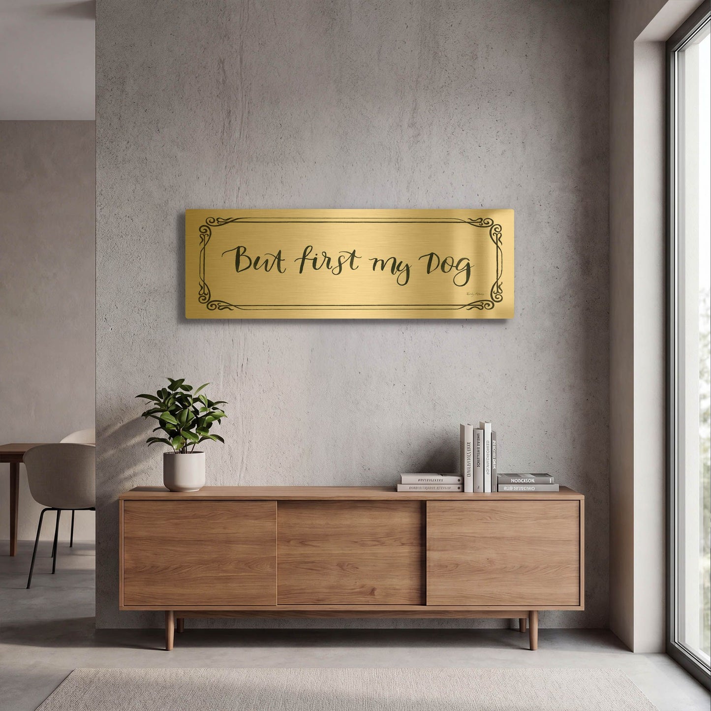 'Furry Fashion Friends V3' By Emily Adams Gold Metal Wall Art