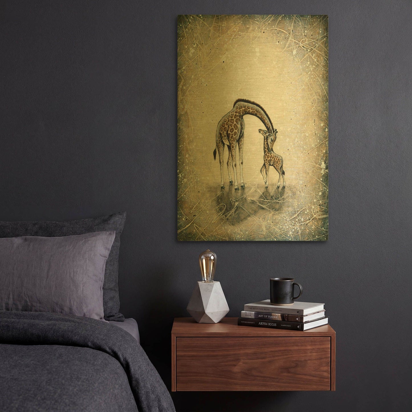 'My Love for You-Giraffes' By Britt Hallowell Gold Metal Wall Art