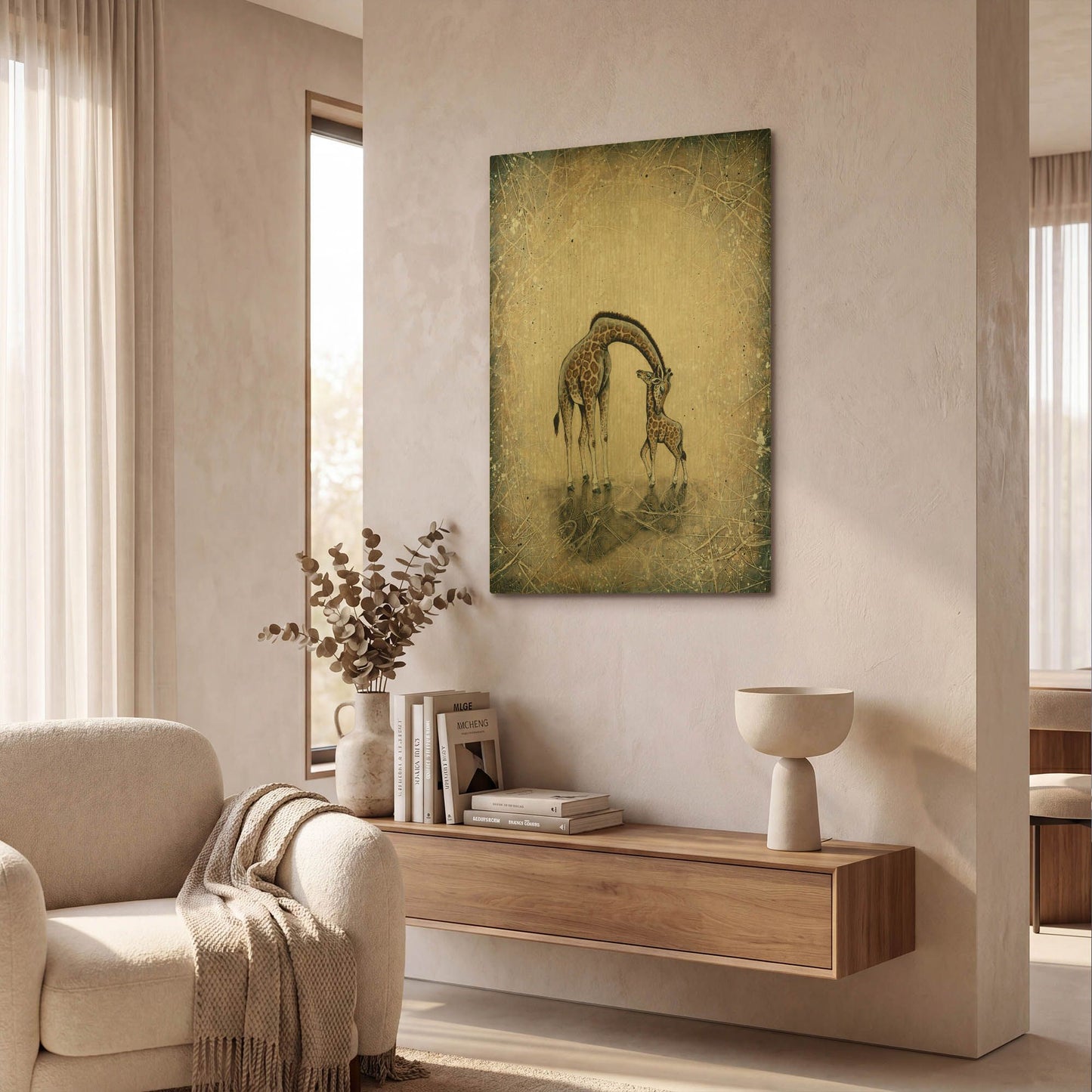 'My Love for You-Giraffes' By Britt Hallowell Gold Metal Wall Art