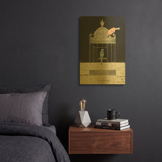 'La Chirp' By Emily Adams Gold Metal Wall Art