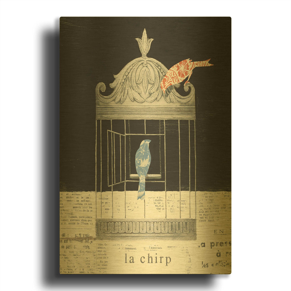 'La Chirp' By Emily Adams Gold Metal Wall Art