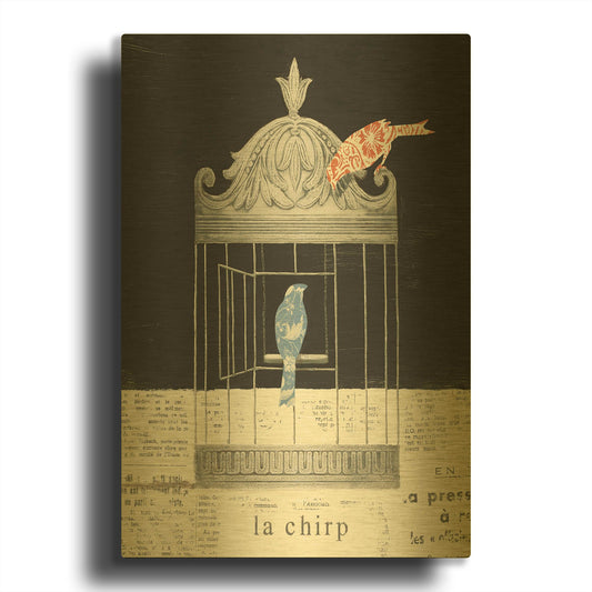 'La Chirp' By Emily Adams Gold Metal Wall Art