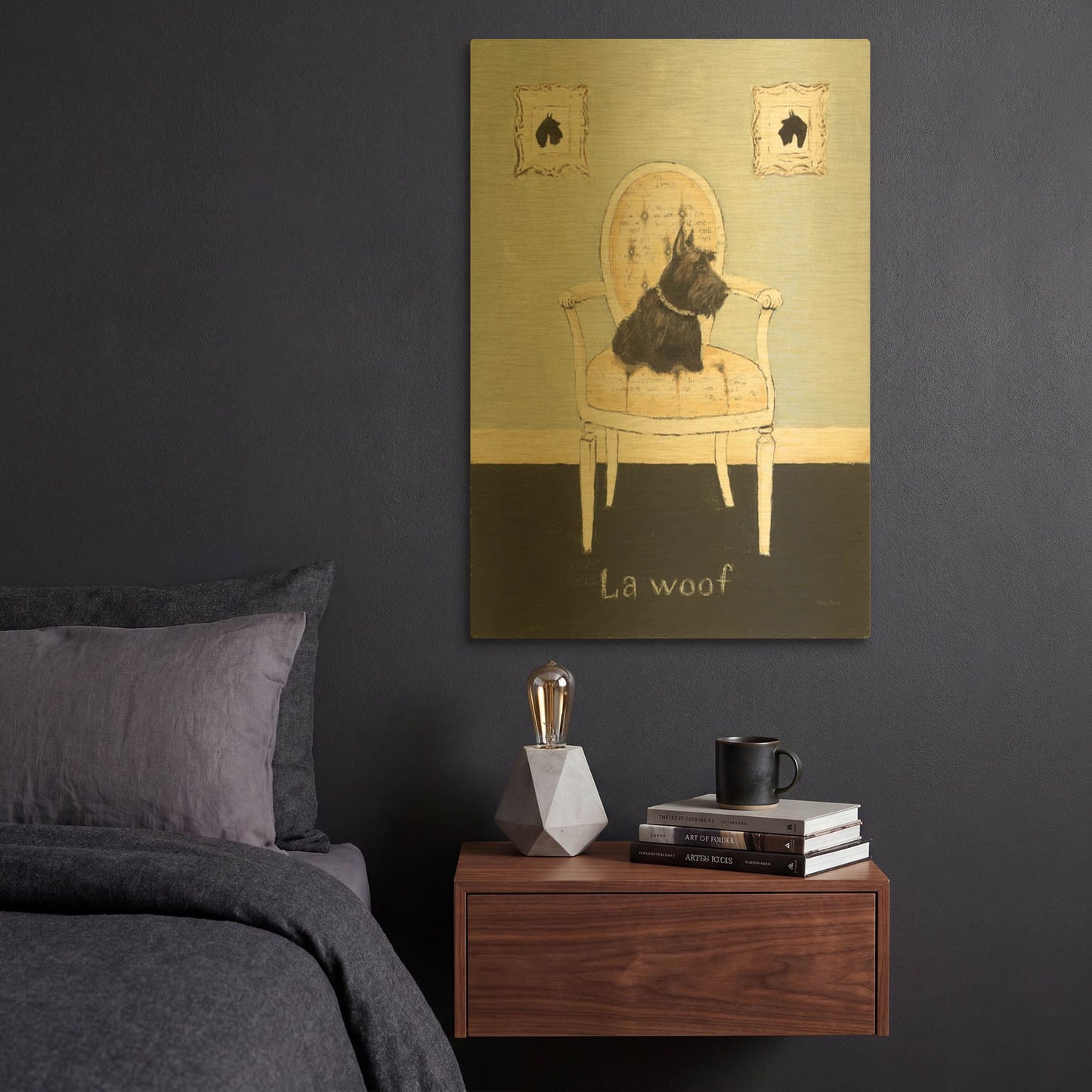 'La Woof' By Emily Adams Gold Metal Wall Art