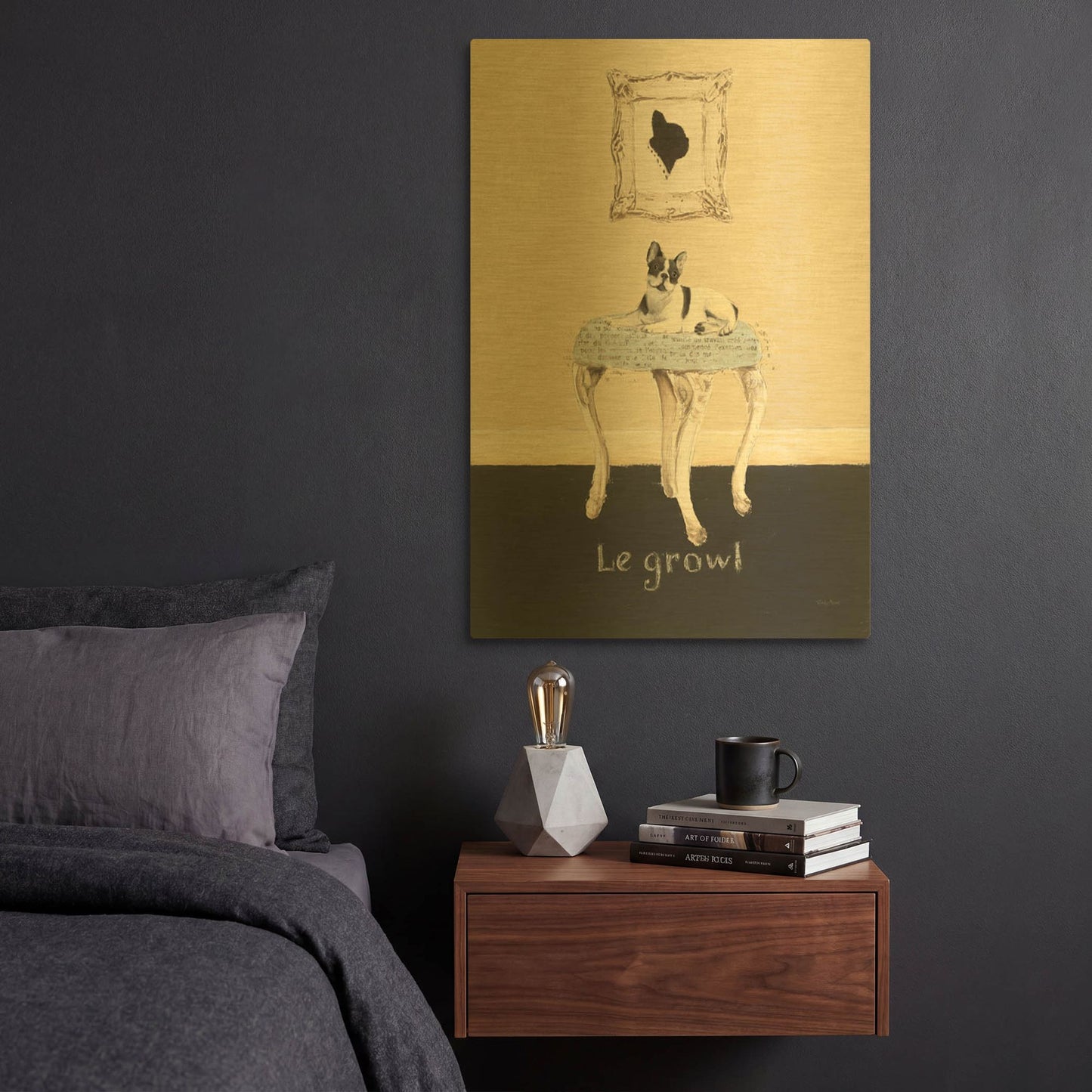 'Le Growl' By Emily Adams Gold Metal Wall Art