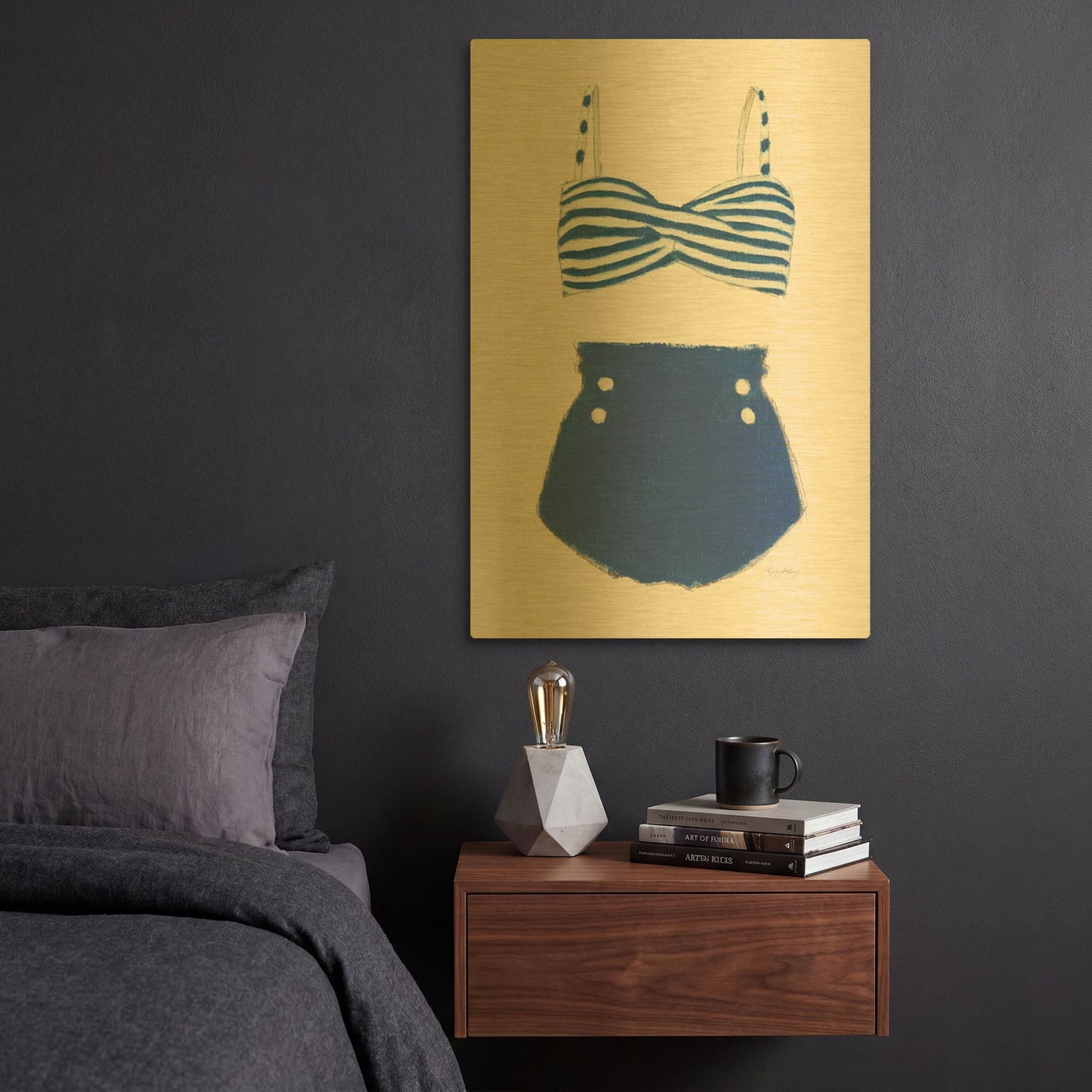'Retro Swimwear 2' By Emily Adams Gold Metal Wall Art