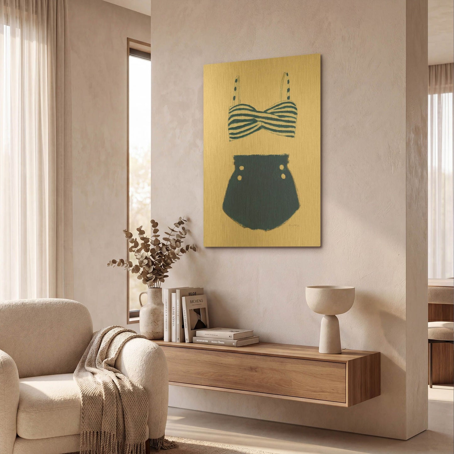 'Retro Swimwear 2' By Emily Adams Gold Metal Wall Art