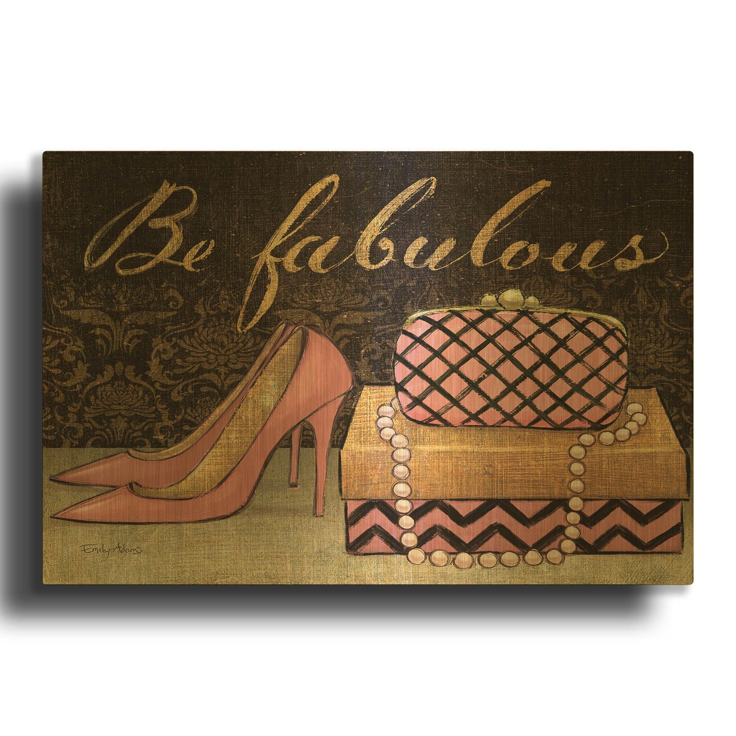 'Shoe Fetish Be Fabulous' By Emily Adams Gold Metal Wall Art