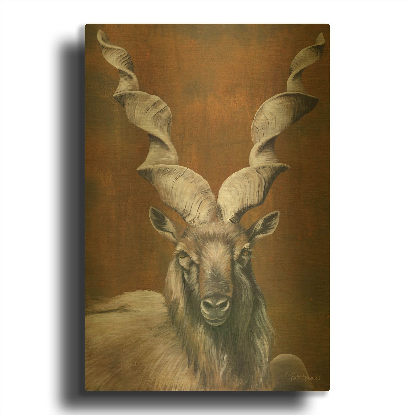 'Mighty Markhor' By Britt Hallowell Gold Metal Wall Art
