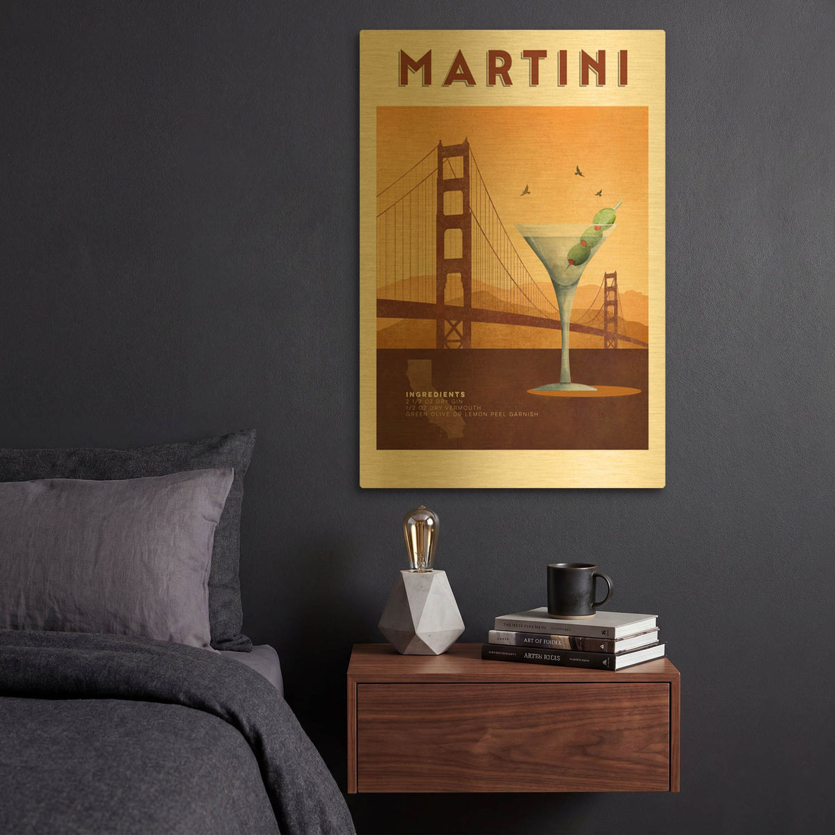 'Classic Cocktails 1' By Brett Blumenthal Gold Metal Wall Art