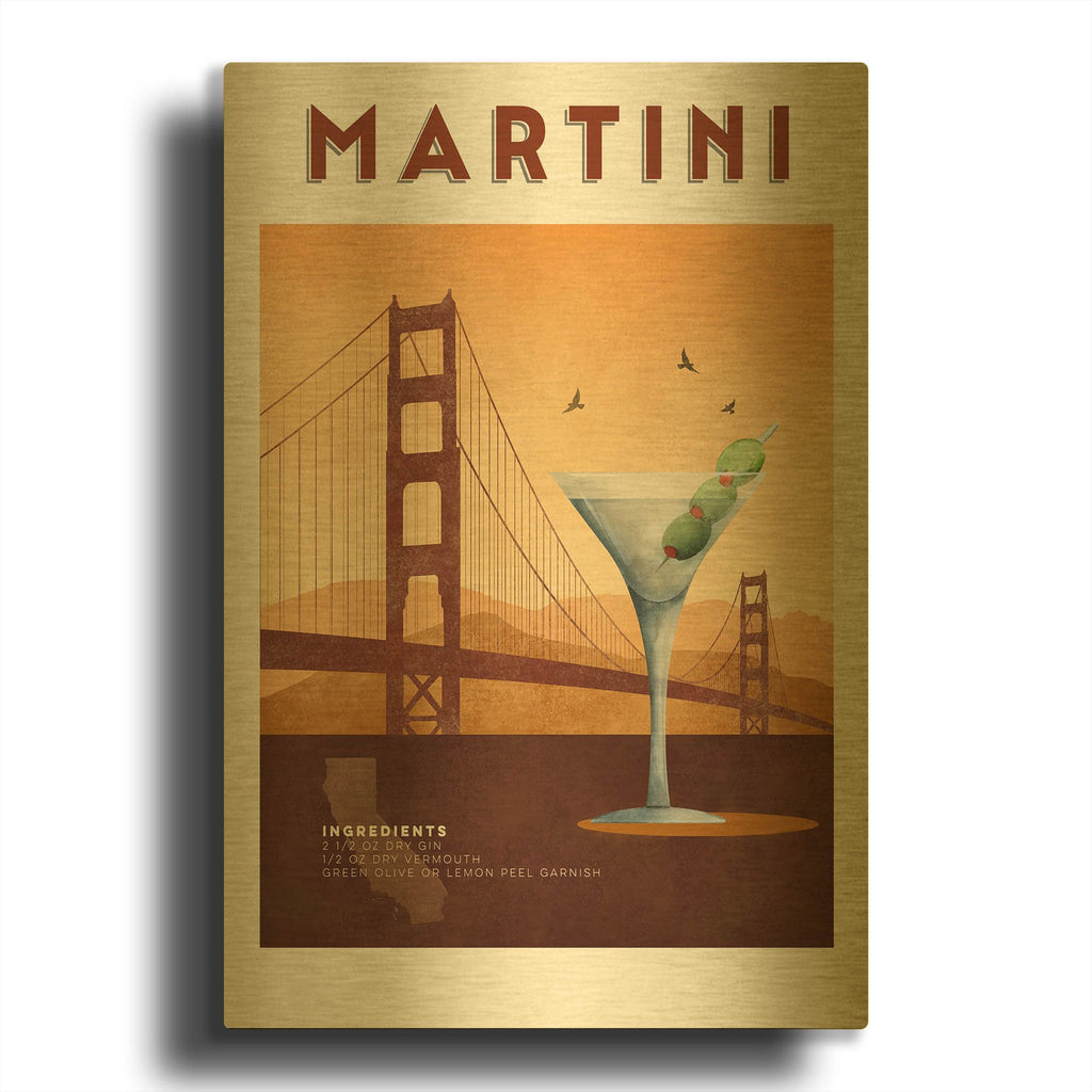 'Classic Cocktails 1' By Brett Blumenthal Gold Metal Wall Art