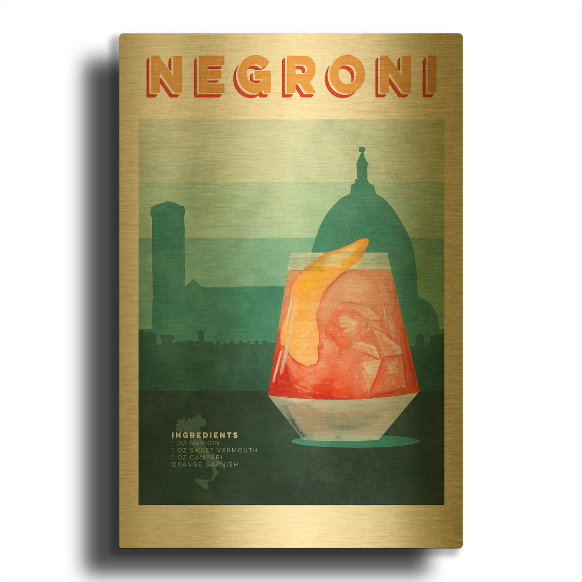'Classic Cocktails 2' By Brett Blumenthal Gold Metal Wall Art