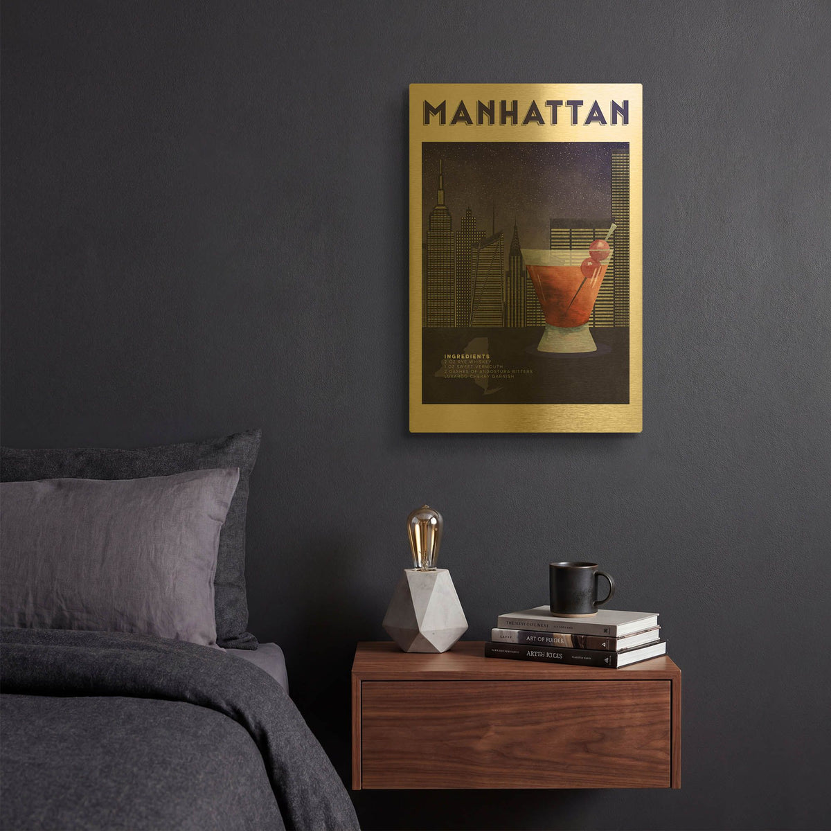 'Classic Cocktails 3' By Brett Blumenthal Gold Metal Wall Art
