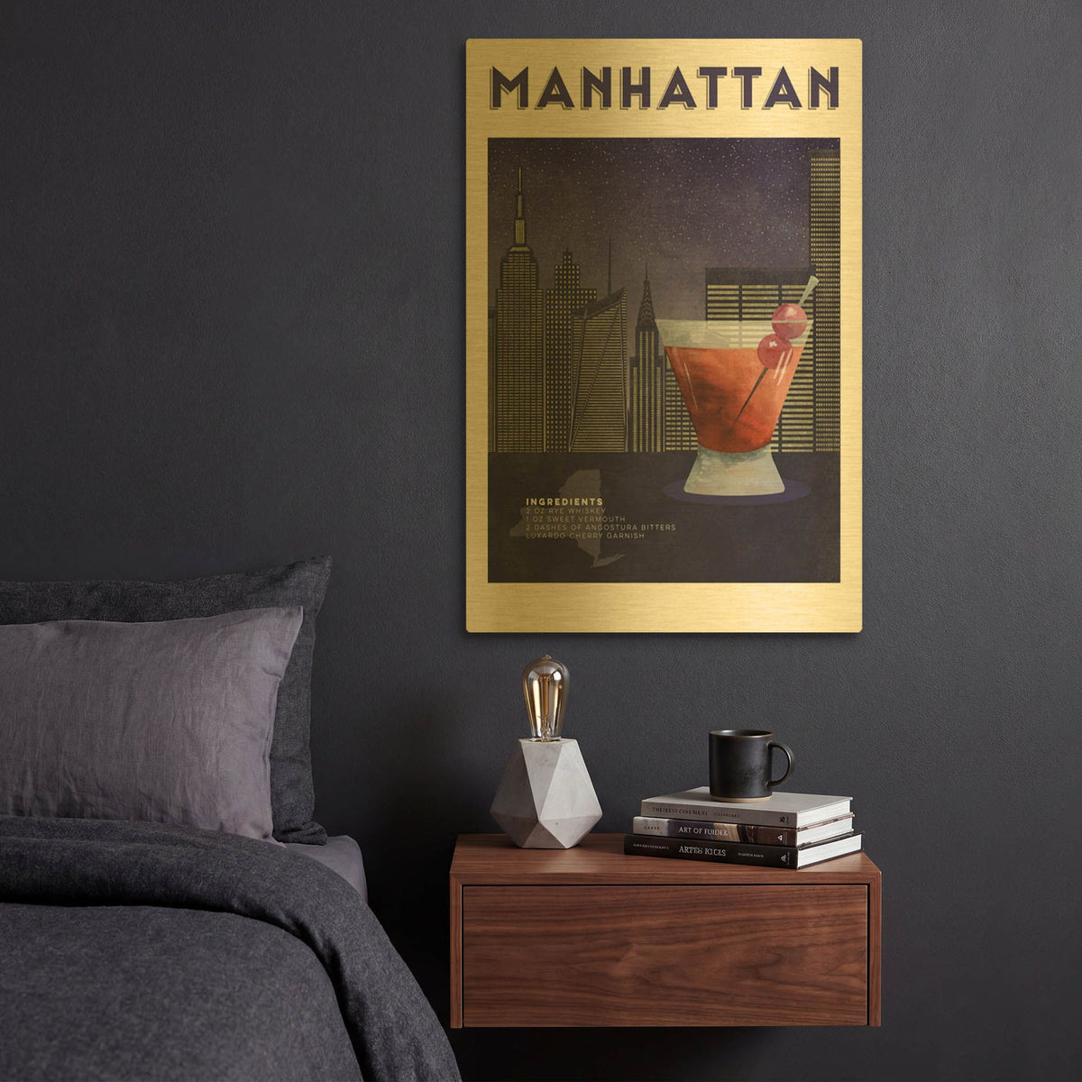 'Classic Cocktails 3' By Brett Blumenthal Gold Metal Wall Art
