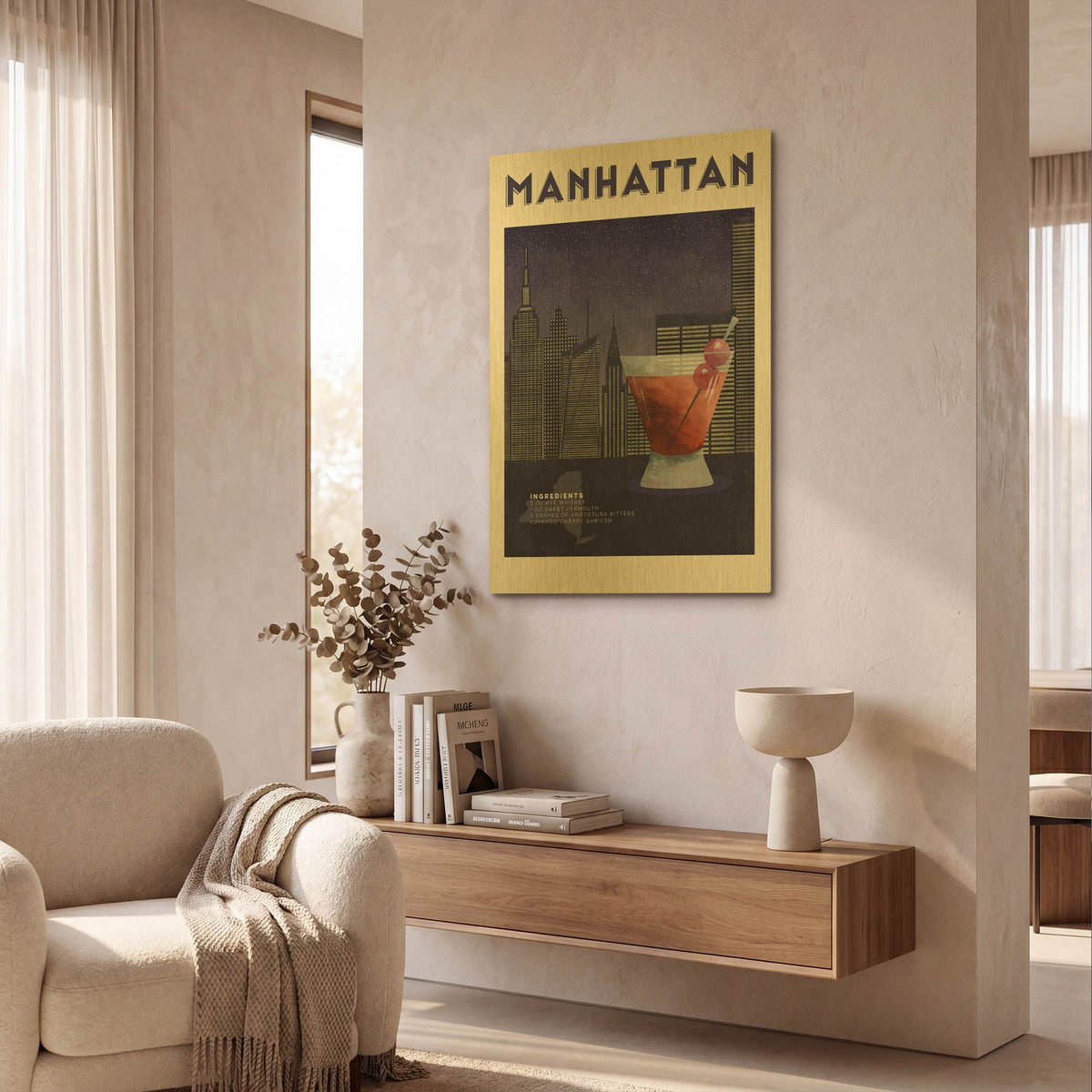 'Classic Cocktails 3' By Brett Blumenthal Gold Metal Wall Art
