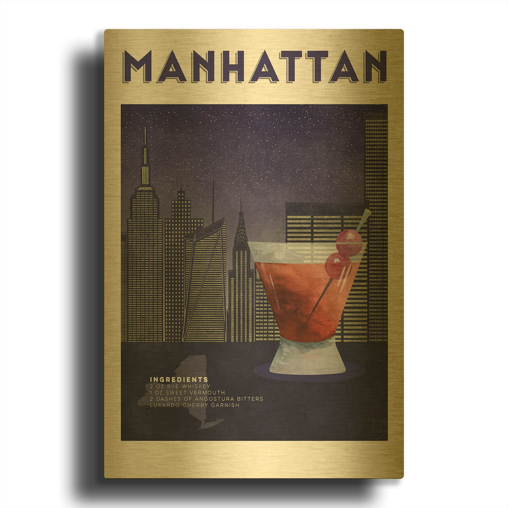 'Classic Cocktails 3' By Brett Blumenthal Gold Metal Wall Art
