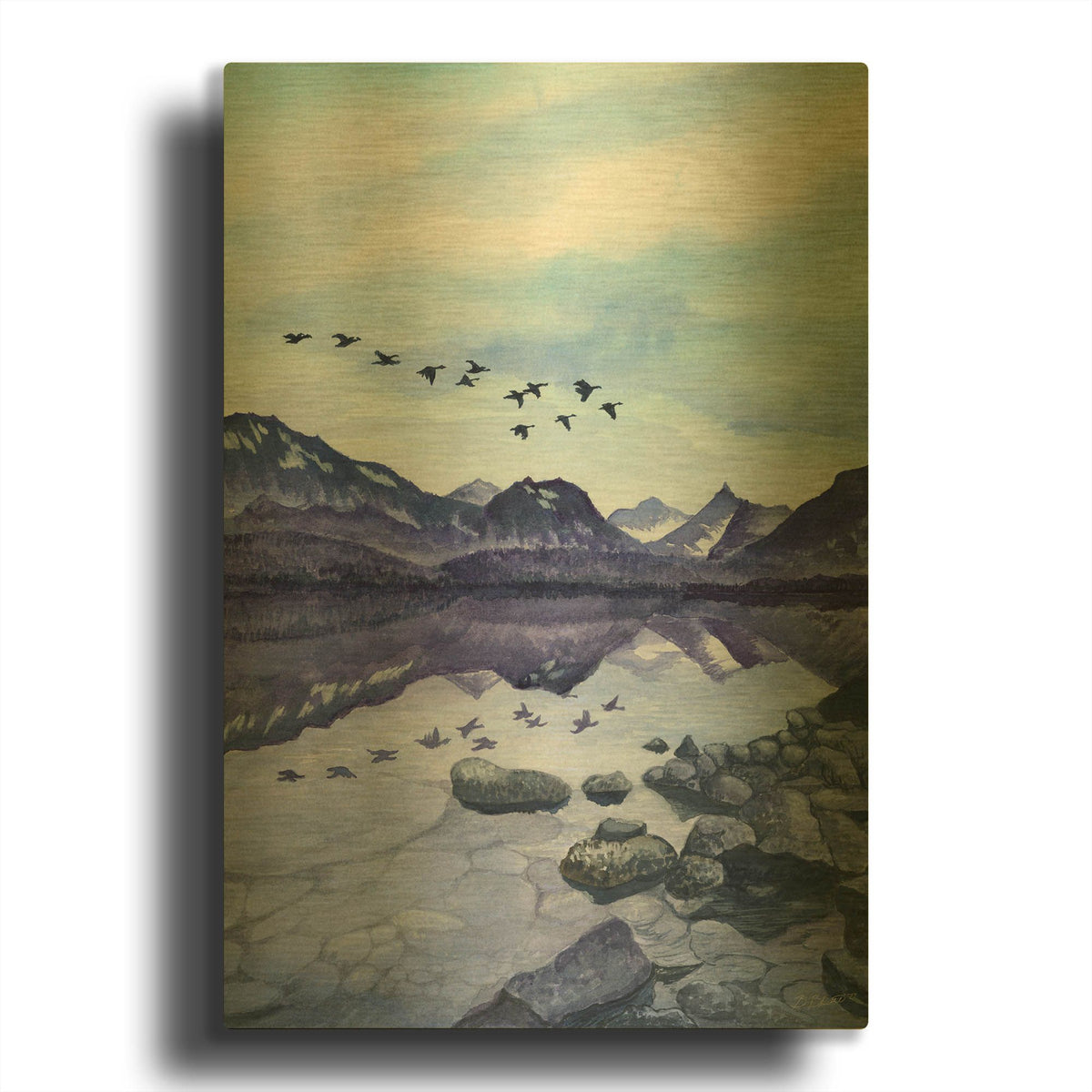 'Glacier 2' By Brett Blumenthal Gold Metal Wall Art